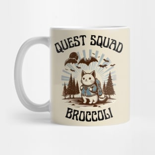Quest Squad Broccoli Hiking Cat Vintage Mug